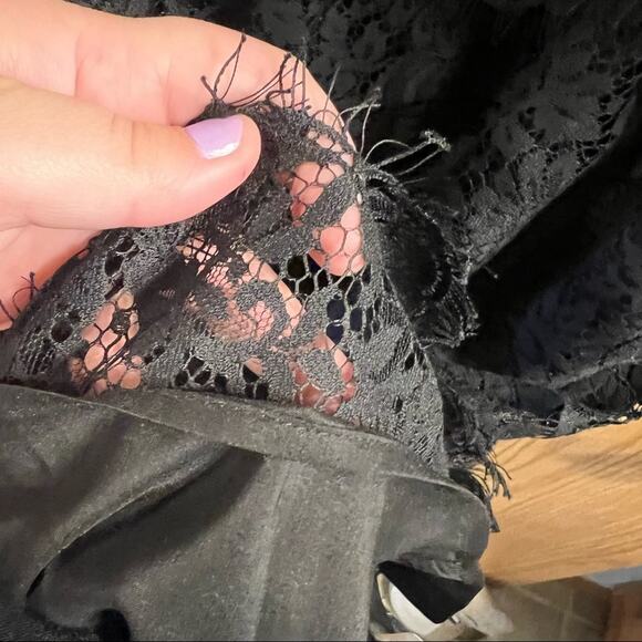 Madewell Black Lace Off the Shoulder Mini Dress Women's Size 0 Cotton & Nylon - Picture 12 of 12